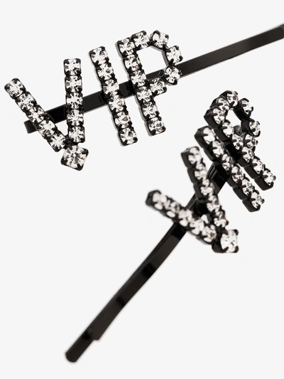 Shop Ashley Williams Silver Tone Vip Hair Clip Set In Black