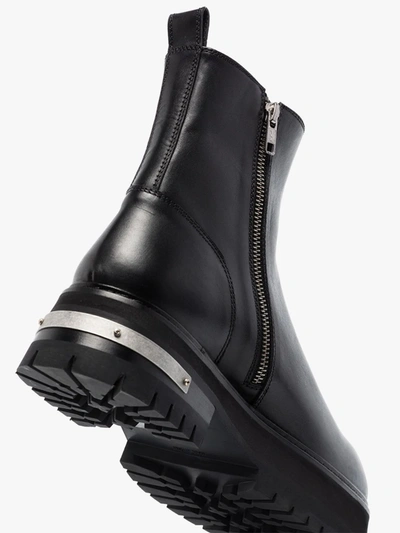 Shop Ann Demeulemeester Black Chunky Sole Leather Ankle Boots