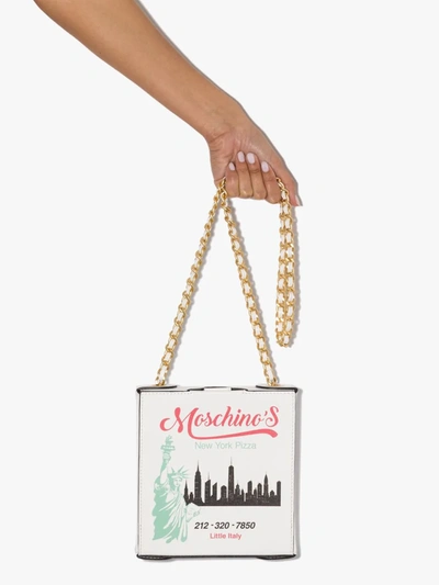 Shop Moschino White Pizza Box Leather Shoulder Bag