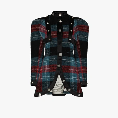 Charles Jeffrey Loverboy Claymore Structured Tartan Jacket In Black