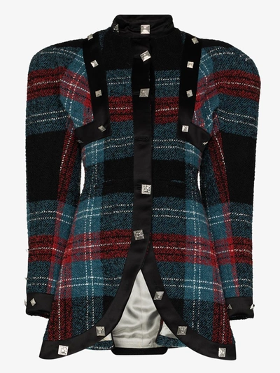 Charles Jeffrey Loverboy Claymore Structured Tartan Jacket In Black
