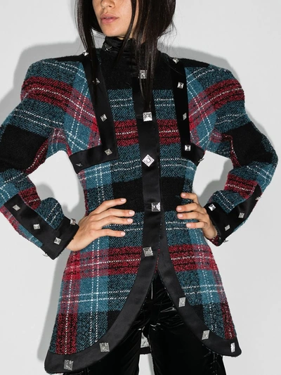 Charles Jeffrey Loverboy Claymore Structured Tartan Jacket In Black