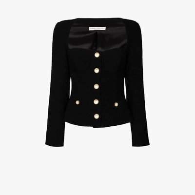 Shop Alessandra Rich Black Embellished Wool Blazer