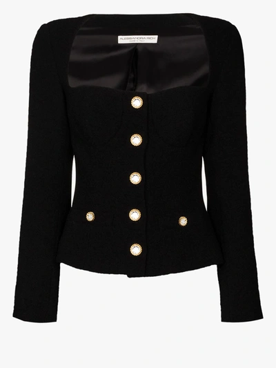 Shop Alessandra Rich Black Embellished Wool Blazer