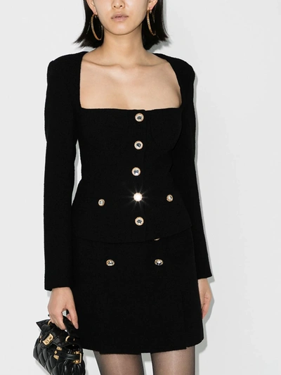 Shop Alessandra Rich Black Embellished Wool Blazer