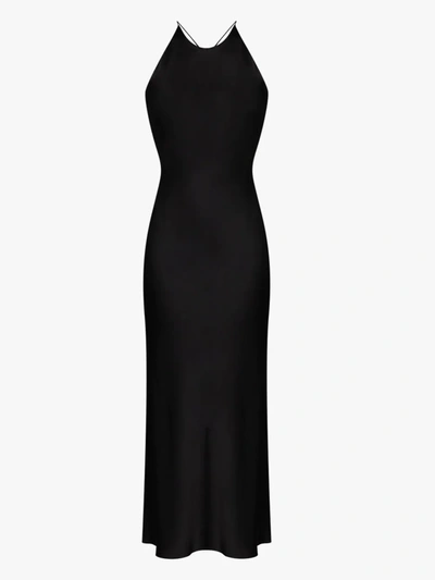 Shop Rosetta Getty Crossover Back Satin Dress In Black