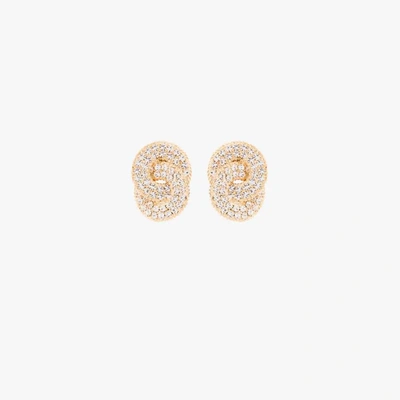 Shop Alessandra Rich Gold Tone Crystal Knot Clip-on Earrings