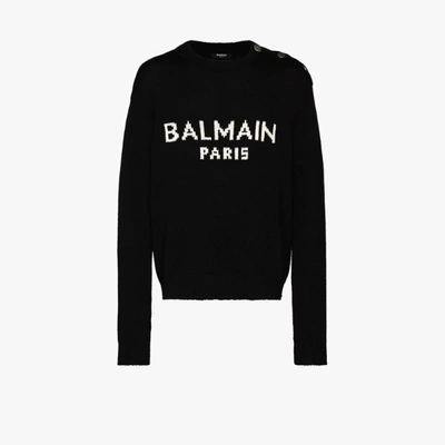 Shop Balmain Pullover Mit Logo In Black