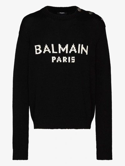 Shop Balmain Pullover Mit Logo In Black