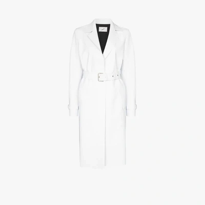 Shop Coperni Trompe-l'œil Belted Coat In White