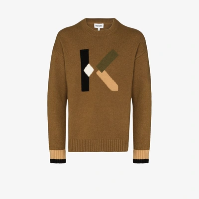 Shop Kenzo Logo Knit Sweater In Neutrals