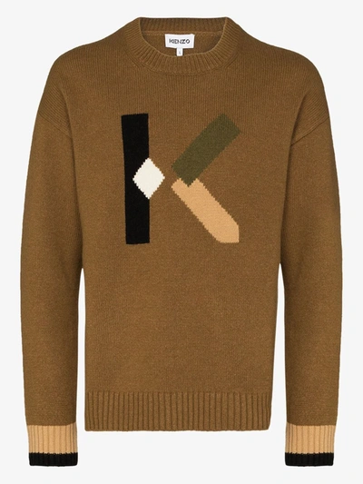 Shop Kenzo Logo Knit Sweater In Neutrals