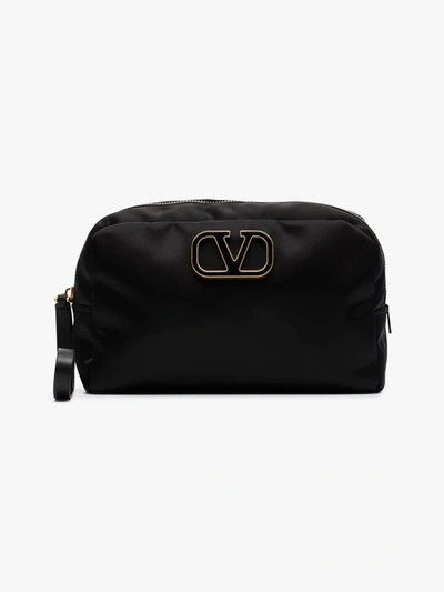 Shop Valentino Black Vlogo Signature Makeup Bag