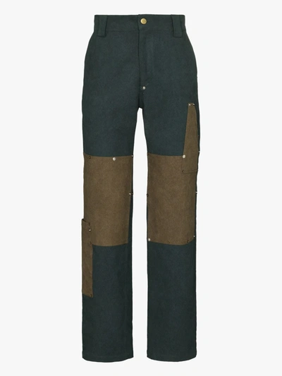 Shop Phipps Workwear Patch Cotton Trousers In Neutrals