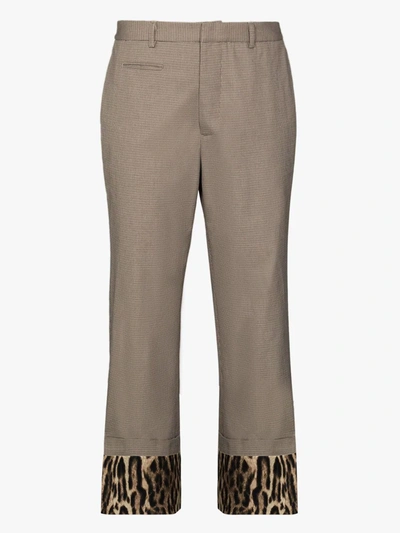 Shop R13 Contrast Cuff Trousers In Brown