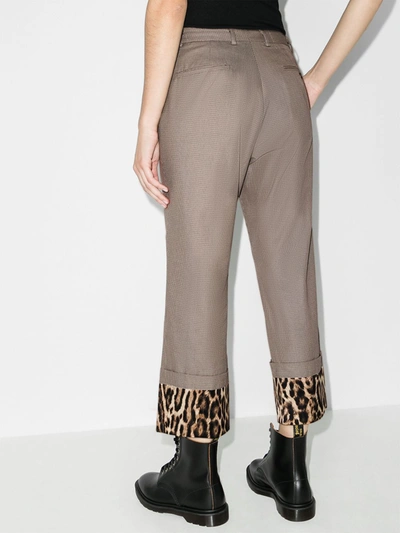 Shop R13 Contrast Cuff Trousers In Brown