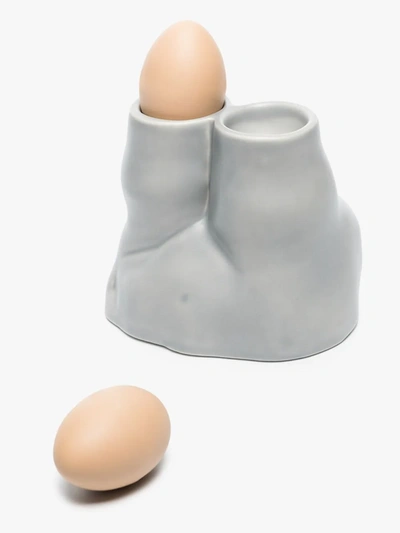 Shop Anissa Kermiche Grey Double L'egg Earthenware Egg Cup