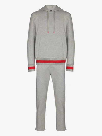 Shop Kiton Grey Knitted Stripe Cotton Tracksuit