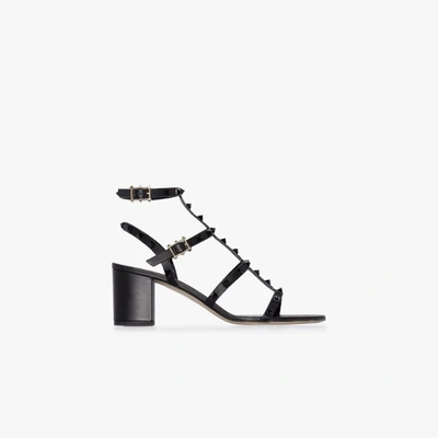 Shop Valentino Rockstud 60 Ankle Strap Sandals In Black