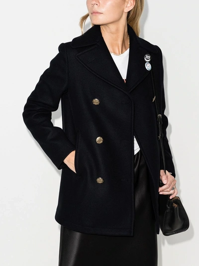 Shop Golden Goose Alida Double-breasted Peacoat In Blue