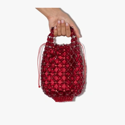 Shop Simone Rocha X Browns 50 Red Beaded Mini Tote Bag