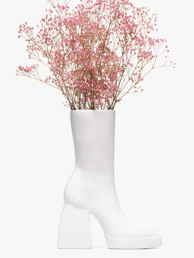 Shop Anissa Kermiche X Nodaleto White Bulla Corta Right Shoe Vase