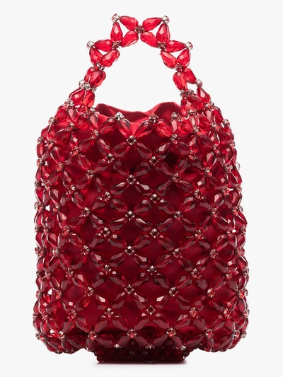 Shop Simone Rocha X Browns 50 Red Beaded Mini Tote Bag