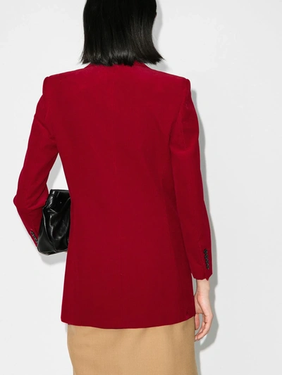 Shop Saint Laurent Red Corduroy Single-breasted Blazer