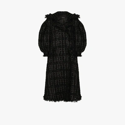 Shop Simone Rocha Black Beaded Tweed Coat