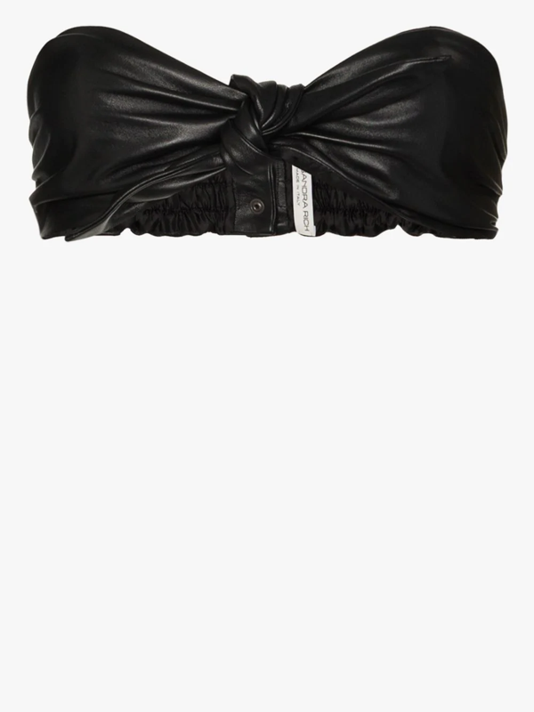 Alessandra Rich Leather Bralette in Black