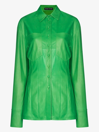 Shop Kwaidan Editions Fitted Leather Shirt In Green