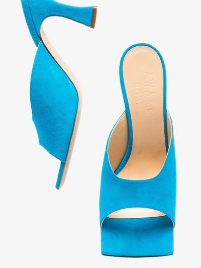 Shop A.w.a.k.e. Marion 60 Suede Mules In Blue