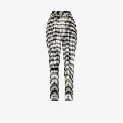 Shop Alessandra Rich Houndstooth Wool Trousers In Black