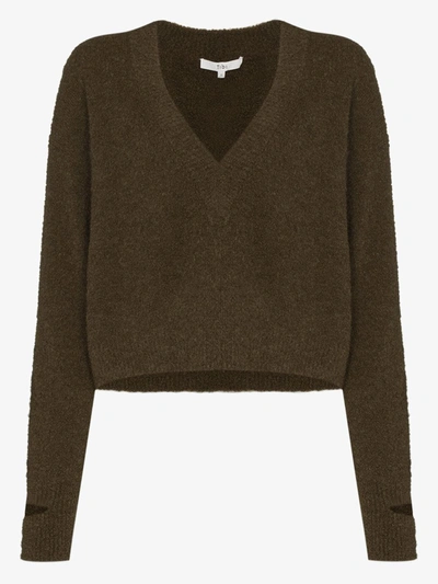 Shop Tibi V-neck Alpaca Jumper In Green