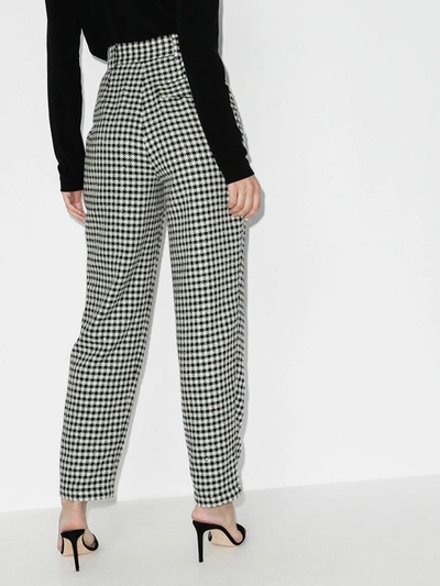Shop Alessandra Rich Houndstooth Wool Trousers In Black