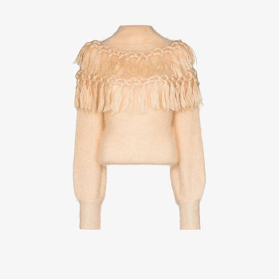 Shop Zimmermann Lady Fringed Sweater In Neutrals