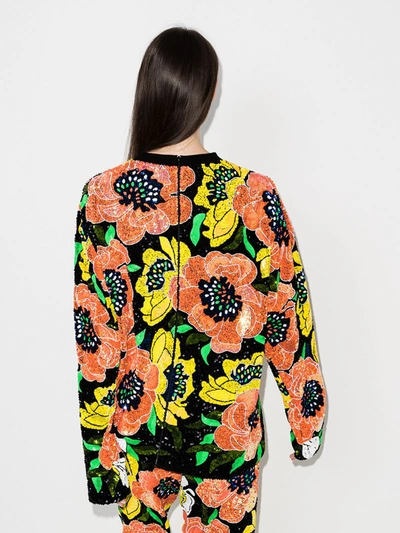 Shop Ashish Floral Sequinned Sweatshirt In Black