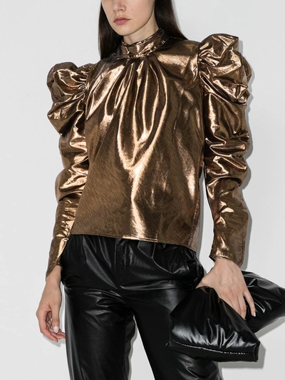 Shop Rejina Pyo Sofia Lamé Blouse In Gold