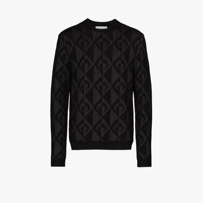 Shop Marine Serre Optical Jacquard Knit Sweater In Black