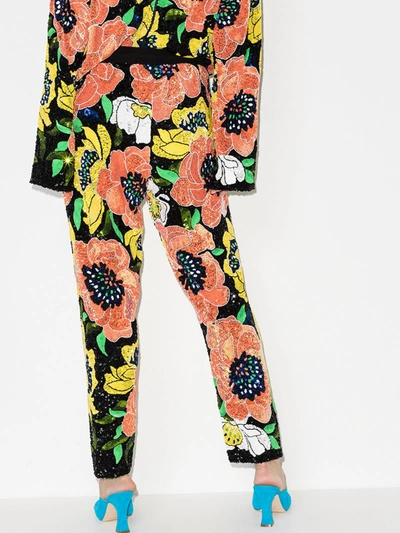 Shop Ashish Black Floral Sequinned Track Pants