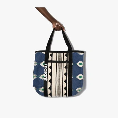 Shop Isabel Marant Blue Warden Embroidered Shoulder Bag