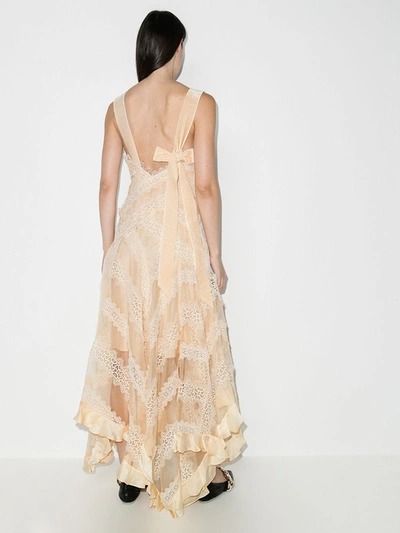 Shop Zimmermann Charm Lace Trim Silk Gown In Neutrals