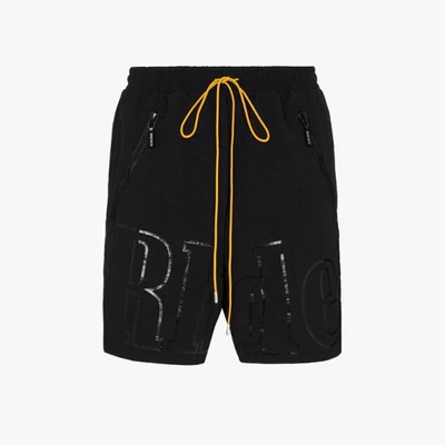 Shop Rhude Tonal Logo Print Shorts In Black
