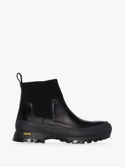 Shop Jil Sander Leather Chelsea Boots In Black