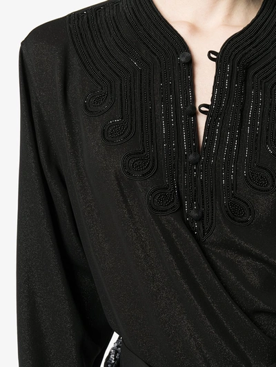 Shop Saint Laurent Embroidered Kaftan Tunic In Black