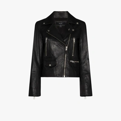 Ksubi Lapel Long Sleeve Leather Jacket In Black