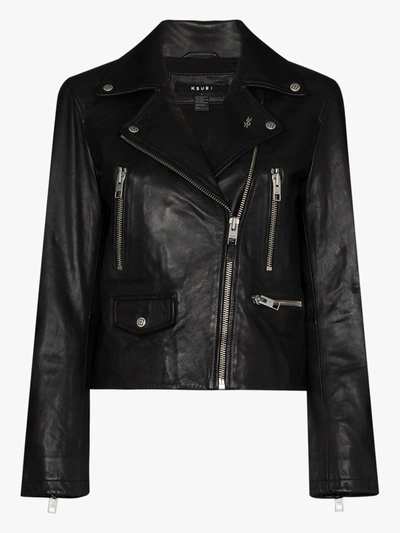 Shop Ksubi Black Amplify Leather Biker Jacket