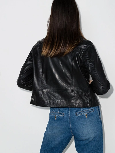 Ksubi Lapel Long Sleeve Leather Jacket In Black
