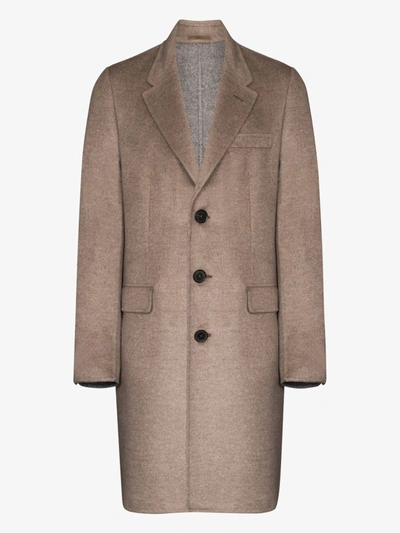 Shop Ermenegildo Zegna Single-breasted Cashmere Coat In Grey