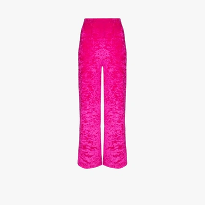 Shop Marine Serre Cropped Velvet Trousers In Pink